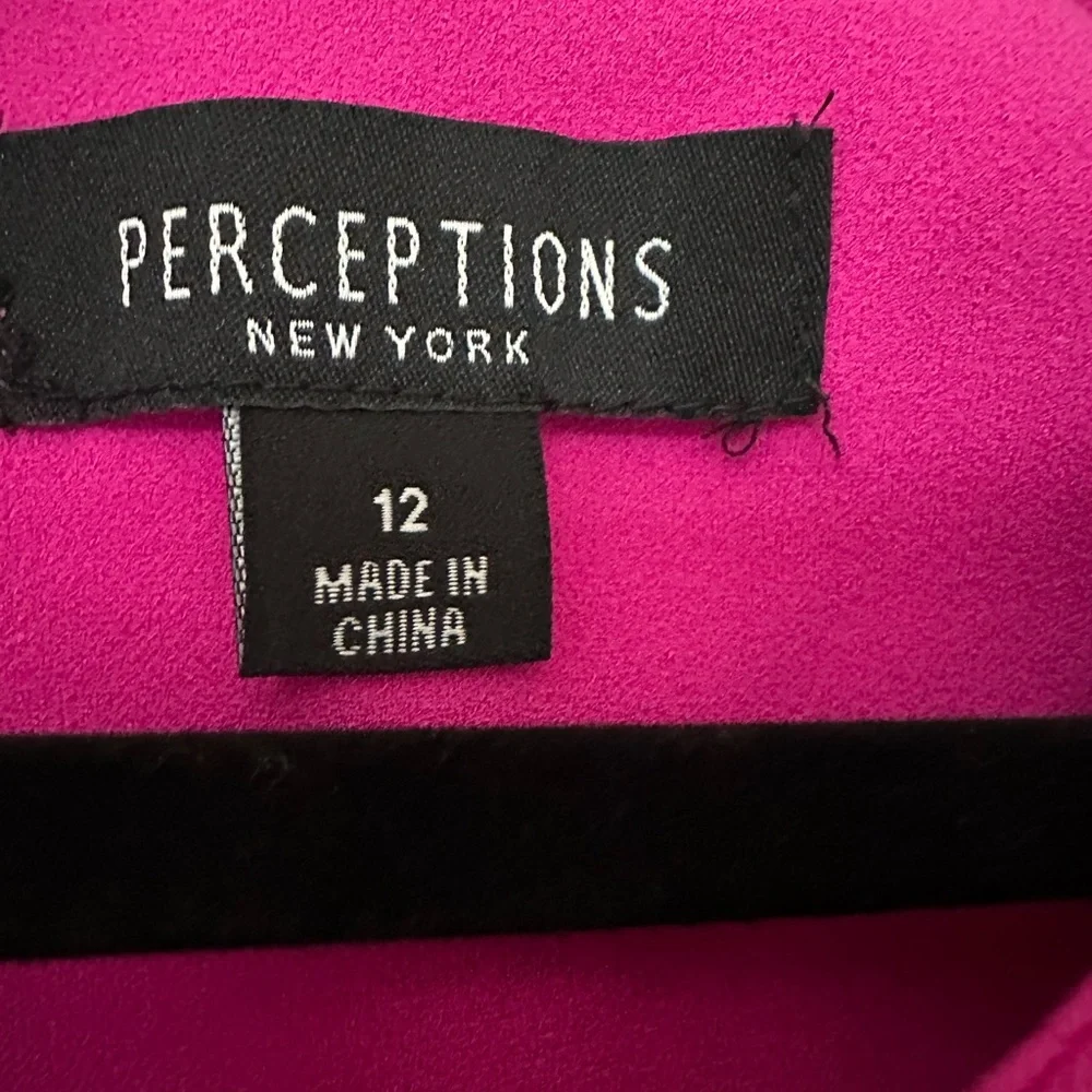 Perceptions Fuchsia Ruffle-Sleeve Shift Dress
